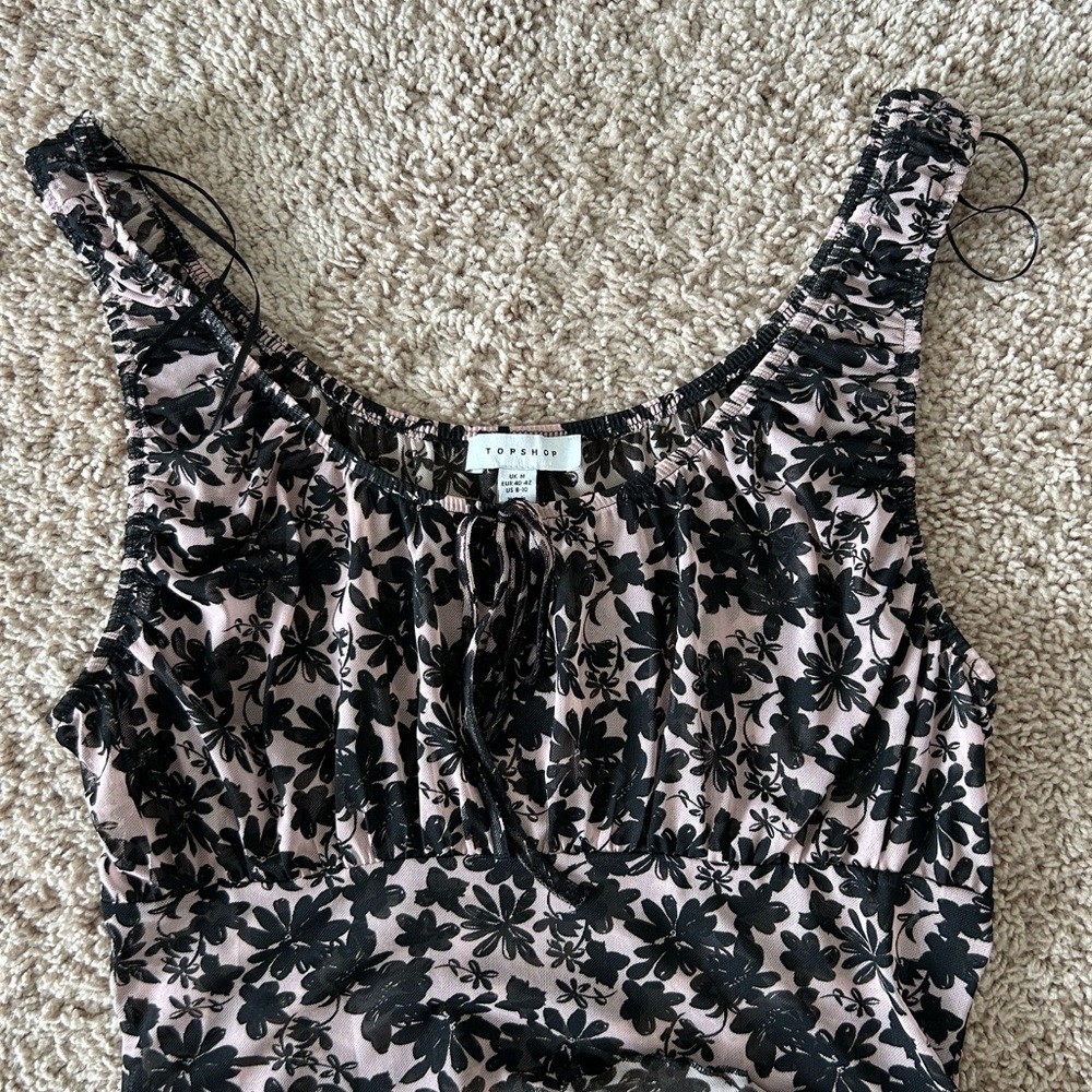 Topshop Black Floral Women's Top